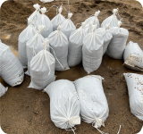 A pile of sandbags